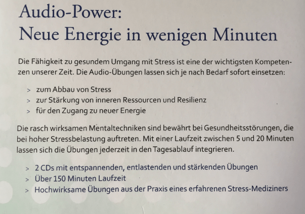 CD Stress verwandeln in Energie Rückseite